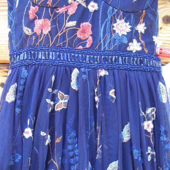  Mac Duggal Embroidered Bustier Gown Dress Indigo - Picture 10 of 14